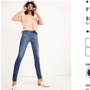 Madewell 8" Skinny Jeans Ames Wash TALL